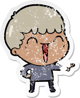 Bir insan tarafından çizilmiş mutlu bir adamın sıkıntılı çıkartması.