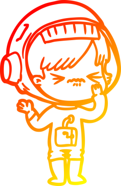 Bir insan tarafından çizilmiş kızgın bir uzay kızının sıcak çizgi çizimi