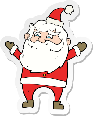 Bir insan tarafından çizilmiş mutlu noel baba karikatürü.