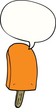 Bir insan tarafından çizilmiş konuşma balonlu buz lolipopu.