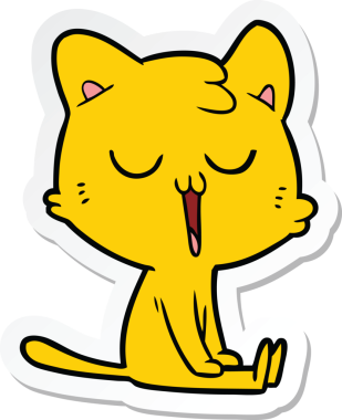 Bir insan tarafından çizilmiş çizgi film kedisinin çıkartması.