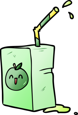 bir insan tarafından çizilmiş elma suyu kutusu.