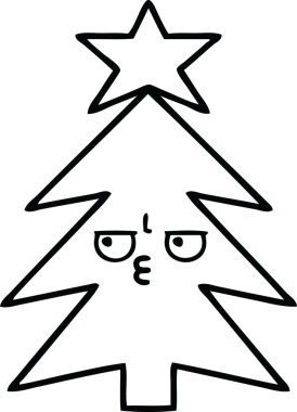 Bir insan tarafından çizilmiş bir noel ağacının çizgi çizimi