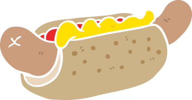 Bir insan tarafından çizilmiş düz renkli bir sosisli.