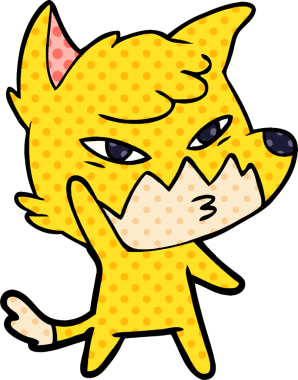 Bir insan tarafından çizilmiş akıllı çizgi film tilkisi.