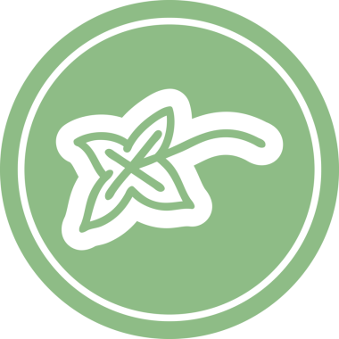 Bir insan tarafından çizilmiş doğal yaprak dairesel simgesi