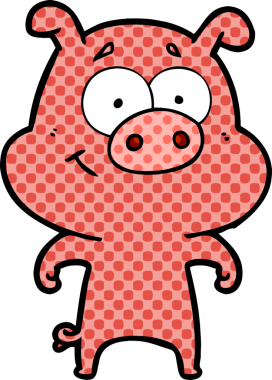 Bir insan tarafından çizilmiş mutlu çizgi film domuzu.