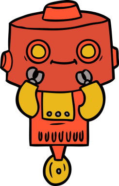 Bir insan tarafından çizilmiş çizgi film robotu