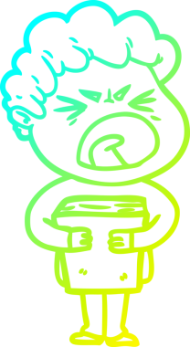 Bir insan tarafından çizilmiş öfkeli bir çizgi film karakteri.