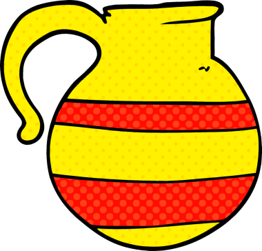 karikatür çizgili sürahi bir insan tarafından çizilmiş.