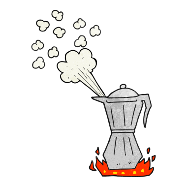 Bir insan tarafından çizilmiş el yapımı karikatür fırın espresso makinesi.