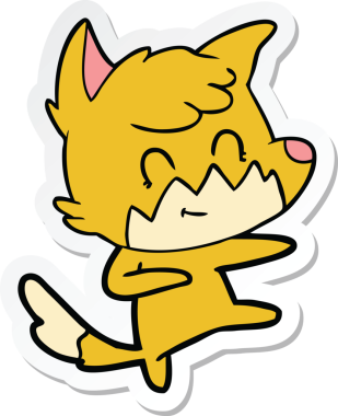 Bir insan tarafından çizilmiş bir çizgi film tilkisinin çıkartması.