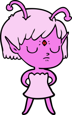 Bir insan tarafından çizilmiş uzaylı kız.