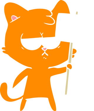 Sıkıcı düz renkli çizgi film kedisi Bir insan tarafından çizilmiş işaret levhası