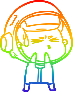 Bir insan tarafından çizilen gökkuşağı gradyan çizimi stresli astronot