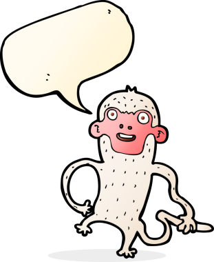 Bir insan tarafından çizilmiş konuşma balonlu çizgi maymun.