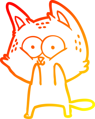 Bir insan tarafından çizilmiş çizgi film kedisinin sıcak çizgi çizimi