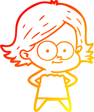 Bir insan tarafından çizilmiş mutlu bir çizgi film kızı çizimi