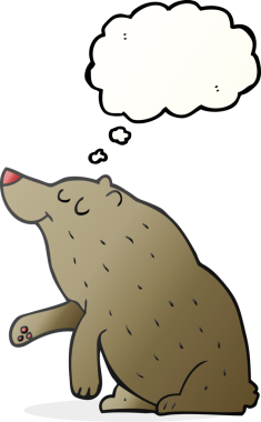 Bir insan tarafından çizilmiş serbest çizim balon karikatür ayısı.