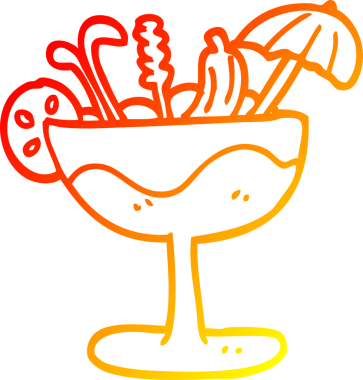 Bir insan tarafından çizilmiş karikatür kokteylinin sıcak gradyan çizimi