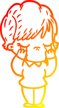 Bir insan tarafından çizilmiş, ağlayan bir çizgi kadın çizimi.