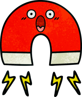 Bir insan tarafından çizilmiş mıknatısın grunge desen karikatürü