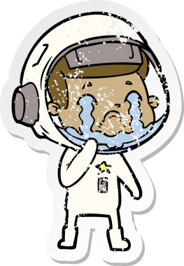 Bir insan tarafından çizilmiş ağlayan bir astronotun sıkıntılı çıkartması.