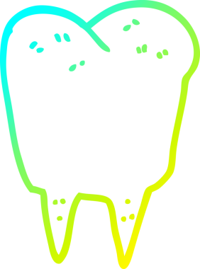 Bir insan tarafından çizilmiş bir çizgi film dişinin soğuk gradyan çizimi.