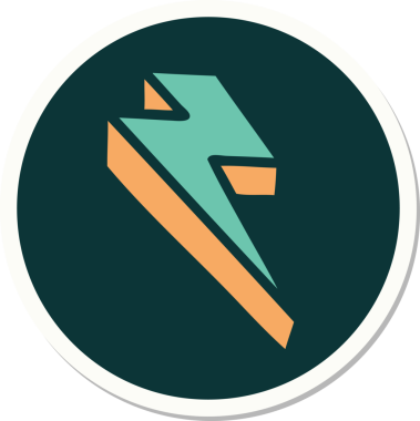 Bir insan tarafından çizilmiş geleneksel yıldırım stili dövme etiketi