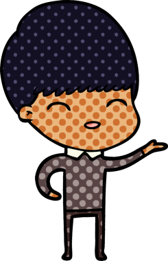 Bir insan tarafından çizilmiş mutlu çizgi film çocuğu.