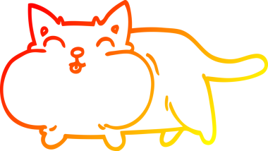 Bir insan tarafından çizilen mutlu çizgi bir kedinin sıcak gradyan çizimi