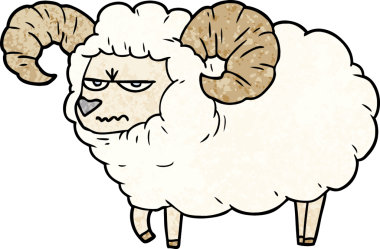 Bir insan tarafından çizilmiş kızgın bir koç.