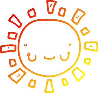 Bir insan tarafından çizilen çizgi film güneşinin sıcak çizgi çizimi