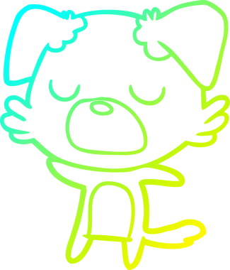 Bir insan tarafından çizilen çizgi film köpeğinin soğuk gradyan çizgisi.