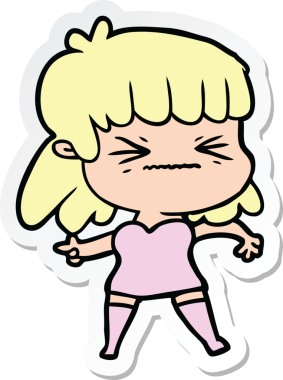 Bir insan tarafından çizilmiş bir karikatür kadının çıkartması.