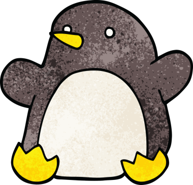 Bir insan tarafından çizilmiş karalama dans eden penguen.