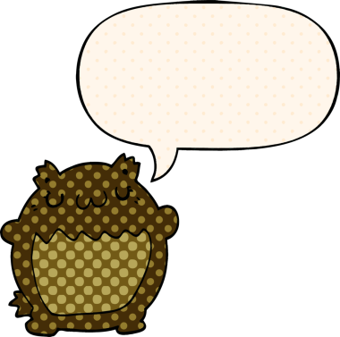 Bir insan tarafından çizilmiş çizgi roman tarzında konuşma balonu olan çizgi film ayısı.