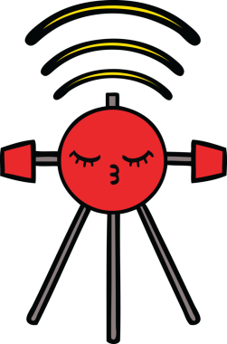 Bir insan tarafından çizilmiş sevimli bir uydu karikatürü.