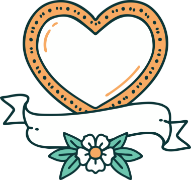 Bir insan tarafından çizilmiş kalp ve bayrağın ikonik dövme şekli