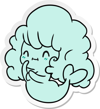 Etiket çizimi, bir insan tarafından çizilmiş kawaii sevimli hayalet deniz kızı.