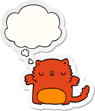 Düşünce baloncuklu çizgi film kedisi insan tarafından çizilmiş bir çıkartma.