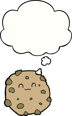Bir insan tarafından çizilmiş düşünce balonlu bisküvi.
