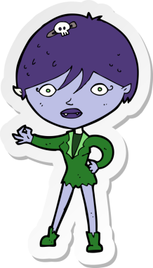 Bir insan tarafından çizilmiş vampir bir kızın çıkartması.