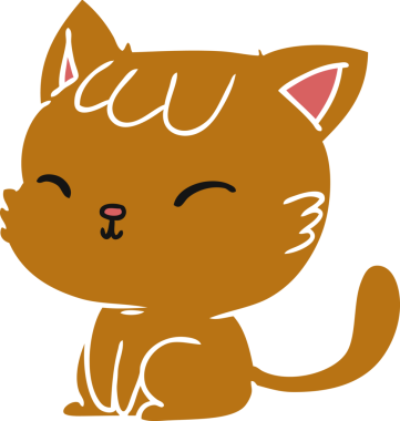 Bir insan tarafından çizilmiş sevimli kawai kedisinin çizgi film çizimi