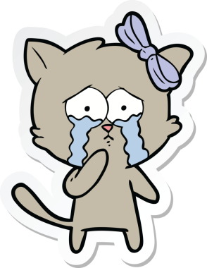 Bir insan tarafından çizilmiş çizgi film kedisinin çıkartması.