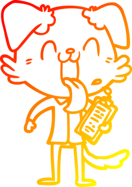 Bir insan tarafından çizilmiş pano ile nefes nefese kalan bir köpeğin sıcak çizgi çizimi