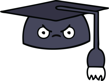 Mezuniyet şapkası bir insan tarafından çizilmiş şirin bir çizgi film.