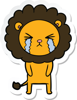 Bir insan tarafından çizilmiş ağlayan bir aslanın çıkartması.