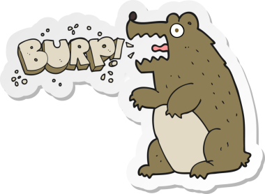 Bir insan tarafından çizilmiş, geğiren bir ayının çıkartması.