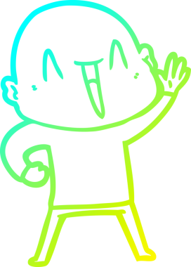 Bir insan tarafından çizilmiş, mutlu, kel bir adamın çizdiği soğuk çizgi.